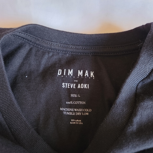 Dim Mak Steve Aoki DJ Neon Future Music Concert Tour L Black Graphic T-Shirt New - Picture 3 of 4